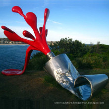 large size abstract carrot polished and painted metal stainless steel sculpture for outdoor park decoration